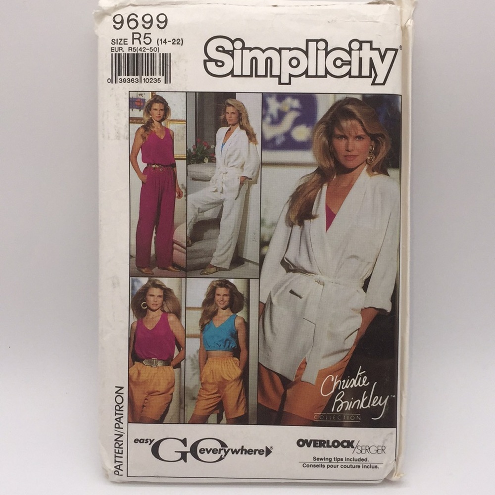 Simplicity 9699 Christie Brinkley Sewing Pattern Cut Size 16 Vintage